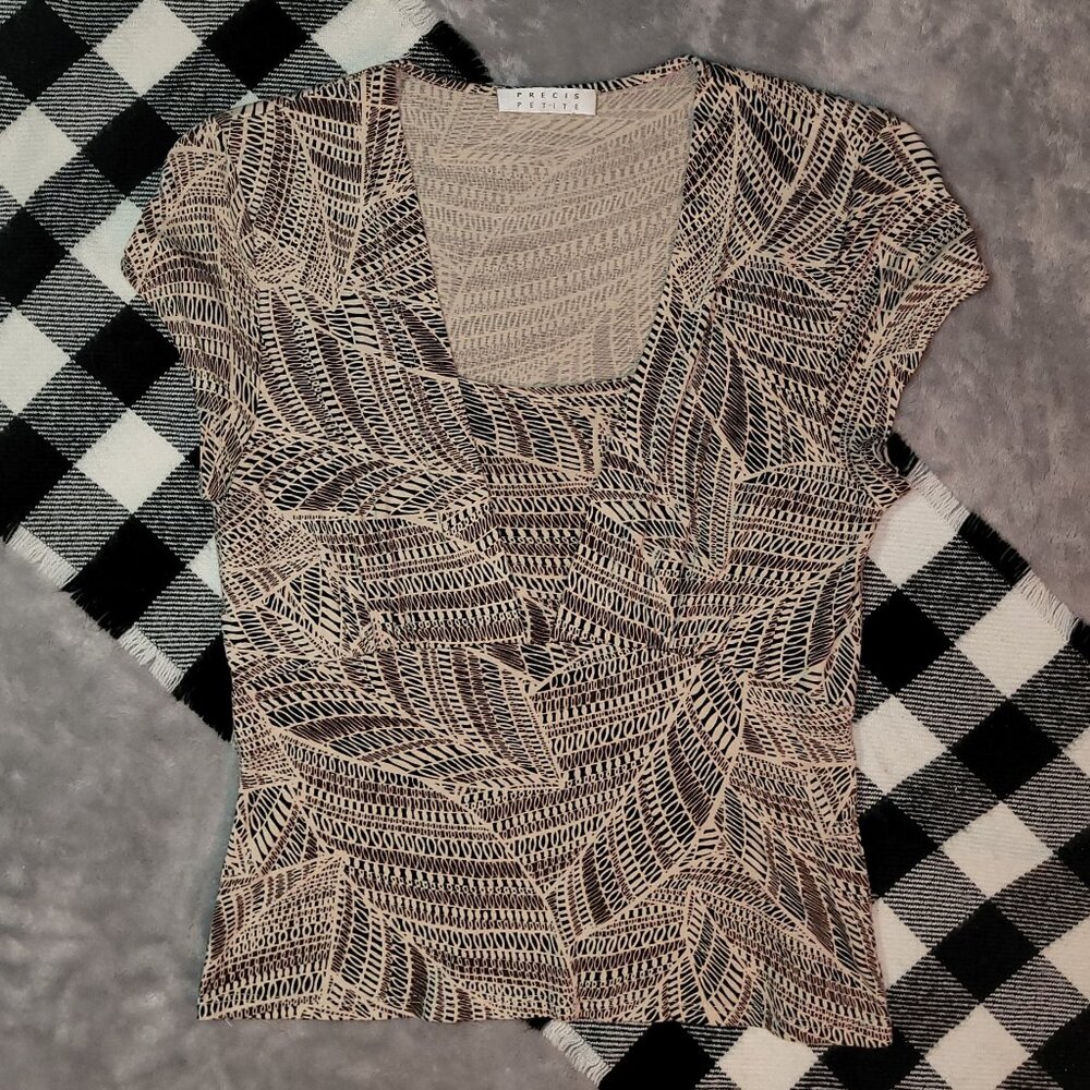 8 | Precis | Abstract Leaf Print Fooler Top